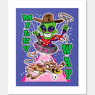 Milky Way Alien Abduction Cow Posters and Art